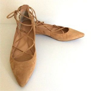 SIGERSON MORRISON Viata Suede Casual Lace Up Flats Tan Size 8